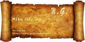 Mike Géza névjegykártya